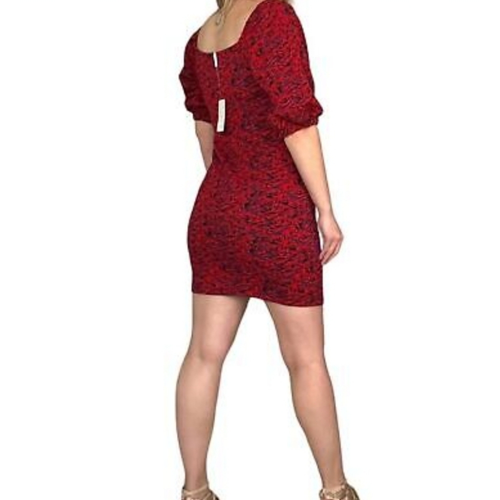 Free People red puff sleeve dress - Picture 3 of 7